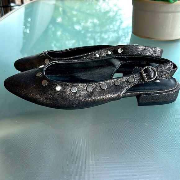 Dolcetta Women’s Stella Sling-Back Flat - Gray Size 6 Studded Metallic - Picture 5 of 7